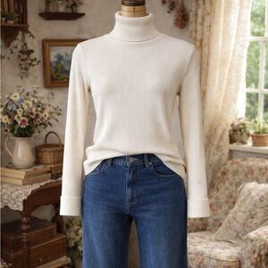 Vintage 1970s Barclay Knits Cream Knit Pullover Long Sleeve Sweater